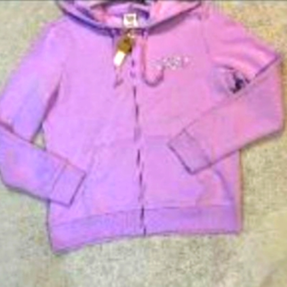 Vs pink brand new lilac zip up bling hoodie size large htf